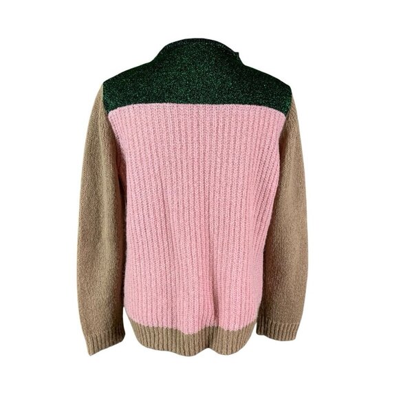 Scotch And Soda Maison Scotch Colorblock Knit Sweater Green Pink Tan Medium - Picture 5 of 8